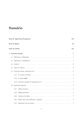 Sumario 
Lista de Algoritmos/Programas viii 
Lista de  