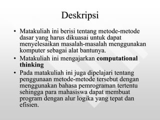 pengenalan algoritma komputasi untuk kuliah | PPT