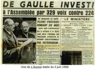 Une de L'Aurore datée du 2 juin 1958
 
