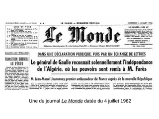 Une du journal Le Monde datée du 4 juillet 1962
 