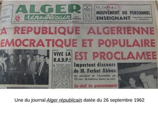 Une du journal Alger républicain datée du 26 septembre 1962
 