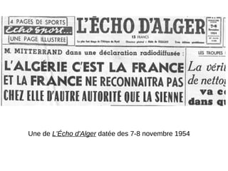 Une de L'Écho d'Alger datée des 7-8 novembre 1954
 
