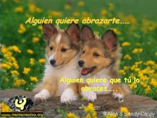 Alguien quiere abrazarte……
Alguien quiere que tú lo
abraces…..