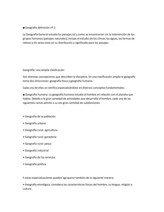 Algunas definiciones de geografía