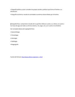 Algunas definiciones de geografía