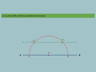 c) La unión de D con D’ es la paralela que se busca.
D’
C
P
A
C
C’
B
