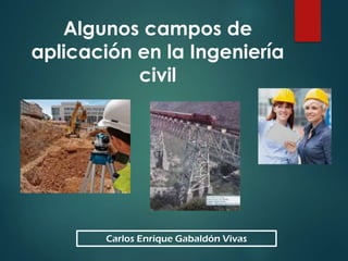 Carlos Enrique Gabaldón Vivas
Algunos campos de
aplicación en la Ingeniería
civil
 