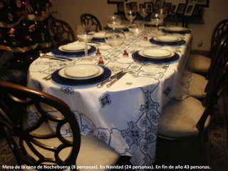 Mesa de la cena de Nochebuena (8 personas). En Navidad (24 personas). En fin de año 43 personas.
 