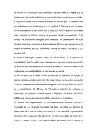 Alguns traços da função de vereador