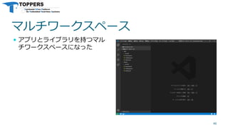 マルチワークスペース
 アプリとライブラリを持つマル
チワークスペースになった
46
 