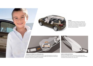CONTROLO ELETRÓNICO DE ESTABILIDADE (ESC).
O Alhambra é grande e muito divertido de conduzir. E essa diversão deve-se em parte ao
ESC e ao sistema Auxiliar de Travagem de Emergência (EBA), que monitorizam a deslocação
do veículo e otimizam a travagem e a estabilidade.
FARÓIS BI-XÉNON ADAPTATIVOS.
Deixe que a tecnologia ilumine o seu percurso. Estes faróis rodam
automaticamente o foco de acordo com a direção do volante, apontando
os brilhantes faróis Bi-Xénon para onde quer ir.
AIRBAGS.
Os airbags dianteiros, laterais, de cortina e de
joelhos para o condutor do Alhambra perfazem
um total de sete. O airbag do passageiro pode ser
desativado. Se adicionarmos também os airbags
laterais traseiros opcionais, é verdadeiramente
um sonho tornado realidade.
 
