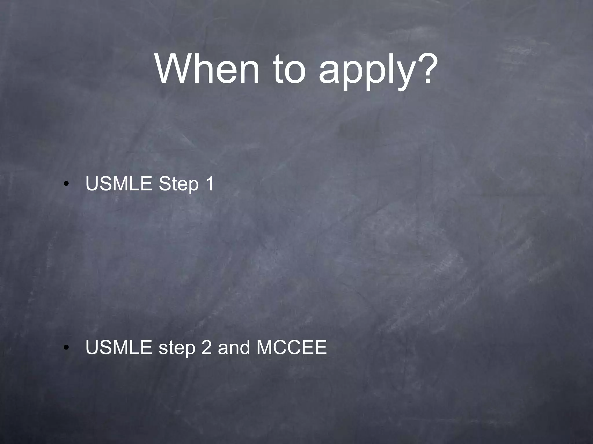 MCCEEClinical KnowledgeComputer-based, 4 hour examNO breaks175 questionsMCQDone every other month at Amideast