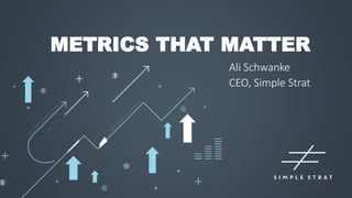 METRICS THAT MATTER
Ali Schwanke
CEO, Simple Strat
 