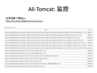 Ali-Tomcat: 监控
应用加载了哪些jar:
http://localhost:8006/classloader/jars
 