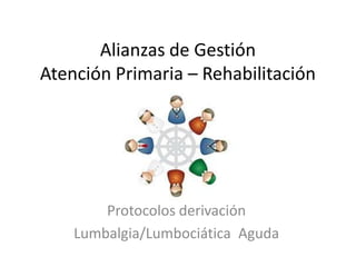 Alianzas de GestiónAtención Primaria – Rehabilitación Protocolos derivación  Lumbalgia/Lumbociática  Aguda 