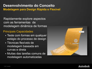 ConcepçãoEsboçosAvançadosem 2D e 3DCapture idéias e comuniqueseuprocesso de designPrincipaisCapacidades Sketch sobre dados 3DProjete sketches emmodelos Explore alternativas de corDesenhosimétrico