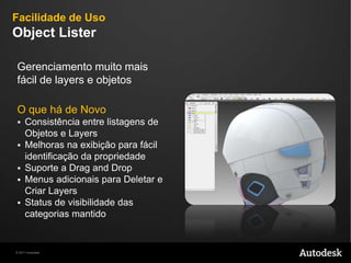 Família de Produtos Autodesk Alias 2012Autodesk® Alias® SurfaceLídernaindústriaemsuperfíciestécnicas, modelagem NURBS e BEZIERAutodesk® Alias®AutomotiveSoluçãocompletapara o design automotivo, do primeiroesboço a construção de superfíciestécnicas e a visualizaçãoAutodesk® Alias® DesignSoluçãopara design industrial e de produtospara o processocriativo de design