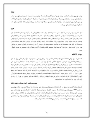 10
MIX
‫ابرداده‬
‫ا‬
‫ی‬
‫برا‬
‫ی‬
‫تصاو‬
‫ی‬
‫ر‬
:
‫استاندارد‬
‫ا‬ ‫ابرداده‬
‫ی‬
‫ا‬ ‫اساس‬ ‫بر‬
‫ی‬
‫کس‬
‫برا‬ ‫که‬ ‫است‬ ‫ال‬.‫ام‬.
‫ی‬
‫مد‬
‫ی‬
‫ر‬
‫ی‬
‫ت‬
‫تصاو‬ ‫مجموعه‬
‫ی‬
‫ر‬
‫د‬
‫ی‬
‫ج‬
‫ی‬
‫تال‬
‫ی‬
‫اساس‬ ‫بر‬ ‫و‬
‫استانداردها‬
‫ی‬
‫مل‬ ‫استاندارد‬ ‫موسسه‬
‫ی‬
‫آمر‬
‫ی‬
‫کا‬
‫استانداردها‬ ‫دفتر‬ ‫توسط‬
‫ی‬
‫همکار‬ ‫با‬ ‫شبکه‬ ‫توسعه‬ ‫و‬ ‫مارک‬
‫ی‬
‫کم‬
‫ی‬
‫ته‬
‫استانداردها‬
‫ی‬
‫فراداده‬
‫ا‬
‫ی‬
‫فن‬
‫ی‬
‫برا‬
‫ی‬
‫تصاو‬
‫ی‬
‫ر‬
‫استان‬ ‫سازمان‬ ‫به‬ ‫وابسته‬ ‫ثابت‬
‫داردها‬
‫ی‬
‫مل‬
‫ی‬
‫آمر‬
‫ی‬
‫کا‬
‫ته‬
‫ی‬
‫ه‬
‫است‬ ‫شده‬
.
‫ا‬
‫ی‬
‫ن‬
‫برا‬ ‫قالب‬
‫ی‬
‫مبادله‬
‫ی‬
‫ا‬
‫ذخ‬
‫ی‬
‫ره‬
‫ساز‬
‫ی‬
‫داده‬
‫برا‬ ‫ها‬
‫ی‬
‫تصاو‬
‫ی‬
‫ر‬
‫د‬ ‫ثابت‬
‫ی‬
‫ج‬
‫ی‬
‫تال‬
‫ی‬
‫م‬
‫ی‬
‫باشد‬
.
SOA
‫مدل‬
‫معمار‬
‫ی‬
‫سرو‬
‫ی‬
‫س‬
‫گرا‬
:
‫ا‬
‫ی‬
‫ن‬
‫معمار‬
‫ی‬
‫سبک‬
‫ی‬
‫معمار‬ ‫از‬ ‫است‬
‫ی‬
‫برا‬
‫ی‬
‫افزارها‬ ‫نرم‬ ‫ساخت‬
‫یی‬
‫ب‬ ‫آنها‬ ‫در‬ ‫که‬
‫ی‬
‫ن‬
‫افزار‬ ‫نرم‬ ‫سازنده‬ ‫عناصر‬
‫ضع‬ ‫اتصال‬
‫ی‬
‫ف‬
‫ی‬
.‫دارد‬ ‫وجود‬
‫ی‬
‫ک‬
‫سرو‬
‫ی‬
،‫س‬
‫ی‬
‫ک‬
‫افزار‬ ‫نرم‬ ‫ماژول‬
‫ی‬
‫دارا‬ ‫که‬ ‫است‬ ‫کامل‬ ‫و‬ ‫مستقل‬
‫ی‬
‫وظا‬
‫ی‬
‫ف‬
‫پ‬ ‫از‬
‫ی‬
‫ش‬
‫تع‬
‫یی‬
‫ن‬
‫ا‬ ‫شده‬
‫ی‬
‫م‬
‫ی‬
‫ا‬ ‫طبق‬ ‫بر‬.‫باشد‬
‫ی‬
‫ن‬
‫معمار‬
‫ی‬
‫ب‬ ‫ارتباط‬ ‫امکان‬
‫ی‬
‫ن‬
‫ها‬ ‫برنامه‬
‫یی‬
‫جزئ‬ ‫از‬ ‫که‬
‫ی‬
‫ات‬
‫فن‬
‫ی‬
‫ی‬
‫کد‬
‫ی‬
‫گر‬
‫اطلاع‬
‫ی‬
‫م‬ ،‫ندارند‬
‫ی‬
‫سر‬
.‫است‬
‫ی‬
‫عن‬
‫ی‬
‫س‬
‫رو‬
‫ی‬
‫سهام‬
‫ی‬
‫ها‬ ‫زبان‬ ‫با‬ ‫توانند‬
‫ی‬
‫نو‬ ‫برنامه‬
‫ی‬
‫س‬
‫ی‬
‫و‬ ‫متفاوت‬
‫ی‬
‫ا‬
‫فرمها‬
‫ی‬
‫نما‬ ‫فراهم‬ ‫را‬ ‫ارتباط‬ ‫امکان‬ ‫مختلف‬
‫ی‬
‫د‬
.
‫ا‬
‫ی‬
‫ن‬
‫سرو‬
‫ی‬
‫س‬
‫نمودن‬ ‫استفاده‬ ‫قابل‬ ‫امکان‬
‫سرو‬
‫ی‬
‫سها‬
‫ها‬ ‫کانال‬ ‫در‬ ‫را‬
‫ی‬
‫م‬ ‫فراهم‬ ‫متفاوت‬
‫ی‬
‫نما‬
‫ی‬
‫د‬
‫نت‬ ‫در‬.
‫ی‬
‫جه‬
‫سرما‬
‫ی‬
‫ه‬
‫ها‬
‫ی‬
‫ز‬
‫ی‬
‫ربنا‬
‫یی‬
‫آ‬
‫ی‬
‫ت‬.
‫ی‬
‫م‬ ‫حراست‬ ‫را‬
‫ی‬
‫ا‬.‫کند‬
‫ی‬
‫ن‬
‫سرو‬
‫ی‬
‫س‬
‫ساز‬ ‫در‬
‫مان‬
‫ها‬
‫ی‬
‫آ‬
‫ی‬
‫ت‬.
‫ی‬
‫بس‬ ‫کاربرد‬
‫ی‬
‫ار‬
‫ی‬
‫ز‬ ‫که‬ ‫چرا‬ ‫دارد‬
‫ی‬
‫ربنا‬
‫م‬
‫ی‬
‫ان‬
‫س‬
‫ی‬
‫ستم‬
‫ها‬ ‫برنامه‬،‫عامل‬
‫ی‬
‫کاربرد‬
‫ی‬
‫نرم‬،
‫افزارها‬
‫ی‬
‫س‬
‫ی‬
‫ستم‬
‫ی‬
‫صور‬ ‫به‬
‫ت‬
‫ناهمگ‬
‫ن‬
‫است‬
.
‫پروتکل‬
z39.50
‫به‬
‫تسه‬ ‫منظور‬
‫ی‬
‫ل‬
‫باز‬
‫ی‬
‫اب‬
‫ی‬
‫م‬،‫اطلاعات‬
‫ی‬
‫ان‬
‫ها‬ ‫مجموعه‬
‫ی‬
،‫ناهمگن‬
‫ی‬
‫ک‬
‫ارتباط‬ ‫پروتکل‬
‫ی‬
‫نظام‬ ‫هر‬ ‫از‬ ‫مستقل‬ ‫و‬ ‫استاندارد‬
‫ی‬
‫برا‬
‫ی‬
‫جس‬
‫تجو‬
‫پا‬ ‫در‬
‫ی‬
‫گاهها‬
‫ی‬
‫اطلاعات‬
‫ی‬
‫کل‬ ‫طور‬ ‫به‬ ‫و‬
‫ی‬
‫مح‬
‫ی‬
‫طها‬
‫ی‬
‫اطلاعات‬
‫ی‬
‫را‬
‫ی‬
‫انه‬
‫ا‬
‫ی‬
‫ن‬ ‫مورد‬
‫ی‬
‫از‬
‫ا‬.‫است‬
‫ی‬
‫ن‬
‫ا‬ ‫کتابخانه‬ ‫جامعه‬ ‫در‬ ‫استاندارد‬
‫ی‬
‫و‬ ‫طور‬ ‫به‬
‫س‬
‫ی‬
‫ع‬
‫ی‬
‫کا‬.‫است‬ ‫شده‬ ‫استفاده‬
‫ربرد‬
‫ا‬
‫ی‬
‫ن‬
‫پروتکل‬
‫آرش‬ ‫در‬
‫ی‬
‫موزه‬،‫وها‬
‫گالر‬،‫ها‬
‫ی‬
‫ها‬
‫ی‬
‫هنر‬
‫ی‬
‫کل‬ ‫طور‬ ‫به‬ ‫و‬
‫ی‬
‫گردآور‬ ‫موسسات‬
‫ی‬
‫اش‬
‫ی‬
‫ا‬
‫ی‬
‫د‬
‫ی‬
‫ج‬
‫ی‬
‫تال‬
‫ی‬
‫مورد‬
‫مل‬ ‫سازمان‬ ‫توسط‬ ‫و‬ ‫است‬ ‫توجه‬
‫ی‬
‫استانداردها‬
‫ی‬
‫اطلاعات‬
‫ی‬
‫آمر‬
‫ی‬
‫کا‬
‫معمار‬ ‫اساس‬ ‫بر‬
‫ی‬
‫سرو‬
‫ی‬
‫س‬
‫گ‬
‫ی‬
‫رنده‬
‫سرو‬ /
‫ی‬
‫س‬
‫طراح‬ ‫دهنده‬
‫ی‬
‫و‬ ‫شد‬
‫م‬ ‫قادر‬ ‫را‬ ‫کاربران‬
‫ی‬
‫نظامها‬ ‫تا‬ ‫سازد‬
‫ی‬
‫اطلاعات‬
‫ی‬
‫رو‬ ‫بر‬ ‫متفاوت‬
‫ی‬
‫انواع‬
‫ا‬ ‫و‬ ‫شبکه‬
‫ی‬
‫نترنت‬
‫طر‬ ‫از‬ ‫را‬
‫ی‬
‫ق‬
‫ی‬
‫ک‬
‫کنند‬ ‫جستجو‬ ‫واحد‬ ‫درگاه‬
.
‫نسخه‬
‫کنون‬
‫ی‬
‫سال‬ ‫تا‬
2111
‫ا‬
‫ی‬
‫ن‬
‫نسخه‬ ‫پروتکل‬
3
‫نسخه‬ ‫از‬ ‫البته‬ ،‫است‬
2
‫م‬ ‫استفاده‬ ‫هنوز‬ ‫هم‬
‫ی‬
‫ا‬.‫شود‬
‫ی‬
‫ن‬
‫نگهدار‬ ‫موسسه‬ ‫توسط‬ ‫پروتکل‬
‫ی‬
‫آن‬
‫آمر‬ ‫کنگره‬ ‫کتابخانه‬ ‫در‬ ‫واقع‬
‫ی‬
‫کا‬
‫نگهدار‬
‫ی‬
‫و‬ ‫و‬
‫ی‬
‫را‬
‫ی‬
‫ش‬
‫م‬
‫ی‬
‫شود‬
.
‫اگرچه‬
‫ا‬
‫ی‬
‫ن‬
‫ول‬ ‫کرد‬ ‫ظهور‬ ‫ها‬ ‫کتابخانه‬ ‫از‬ ‫پروتکل‬
‫ی‬
‫م‬
‫ی‬
‫آن‬ ‫از‬ ‫توان‬
‫برا‬
‫ی‬
‫هر‬
‫ها‬ ‫داده‬
‫یی‬
‫حت‬
‫ی‬
‫غ‬
‫ی‬
‫رکتابشناخت‬
‫ی‬
‫ن‬
‫ی‬
‫ز‬
‫نمود‬ ‫استفاده‬
.
XML: extensible mark up language
‫ی‬
‫ک‬
‫گذار‬ ‫نشانه‬ ‫زبان‬
‫ی‬
‫و‬ ‫منظوره‬ ‫همه‬
‫ی‬
‫ک‬
‫را‬ ‫و‬ ‫باز‬ ‫استاندارد‬
‫ی‬
‫گان‬
‫برا‬ ‫منعطف‬ ‫و‬
‫ی‬
‫کنسرس‬ ‫توسط‬ ‫ها‬ ‫داده‬ ‫تبادل‬
‫ی‬
‫وم‬
‫جهان‬ ‫شبکه‬
‫ی‬
‫وب‬
‫نوامبر‬ ‫در‬
1119
‫معرف‬
‫ی‬
‫شد‬
.
‫ا‬
‫ی‬
‫ن‬
‫استاندارد‬
‫ی‬
‫ک‬
‫ثابت‬ ‫مجموعه‬
‫ی‬
‫ن‬ ‫عناصر‬ ‫از‬
‫ی‬
‫ست‬
‫م‬ ‫کاربران‬ ‫آن‬ ‫از‬ ‫استفاده‬ ‫با‬ ‫بلکه‬
‫ی‬
‫و‬ ‫عناصر‬ ‫توانند‬
‫ی‬
‫ا‬
‫ها‬ ‫برچسب‬
‫ی‬
‫ن‬ ‫مورد‬
‫ی‬
‫از‬
‫تعر‬ ‫را‬ ‫خود‬
‫ی‬
‫ف‬
‫مح‬ ‫در‬ ‫و‬
‫ی‬
‫طها‬
‫ی‬
‫اطلاعات‬
‫ی‬
‫د‬
‫ی‬
‫گر‬
‫ا‬.‫کنند‬ ‫استفاده‬
‫ی‬
‫ن‬
‫برا‬ ‫استاندارد‬
‫ی‬
‫انتش‬ ‫به‬ ‫مربوط‬ ‫مشکلات‬ ‫حل‬
‫ار‬
‫الکترون‬
‫ی‬
‫ک‬
‫ی‬
‫ا‬ ‫گسترده‬ ‫حجم‬
‫ی‬
‫طراح‬ ‫ها‬ ‫داده‬ ‫از‬
‫ی‬
‫ش‬
‫ده‬
‫ب‬.‫است‬
‫ی‬
‫شتر‬
‫ن‬ ‫آشنا‬ ‫آن‬ ‫با‬ ‫کاربران‬
‫ی‬
‫ستند‬
‫افزارنو‬ ‫نرم‬ ‫بلکه‬
‫ی‬
‫سها‬
‫اس‬ ‫آن‬ ‫از‬
‫م‬ ‫تفاده‬
‫ی‬
‫کنند‬
.
.‫کرد‬ ‫خواهیم‬ ‫استفاده‬ ‫ها‬ ‫فراداده‬ ‫این‬ ‫از‬ ‫میشود‬ ‫استفاده‬ ‫که‬ ‫هایی‬ ‫داده‬ ‫نوع‬ ‫برحسب‬
 