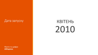 Дата запуску КВІТЕНЬ
2010
Факти та цифри
AliExpress
 