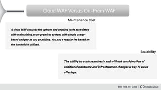 Scalability
Maintenance Cost
Cloud WAF Versus On-Prem WAF
 