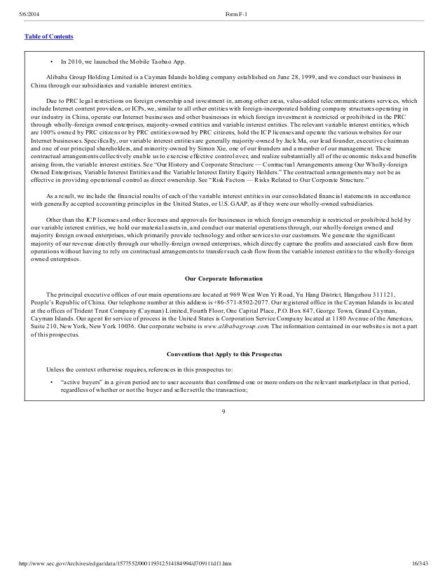 Alibaba Ipo Prospectus Pdf