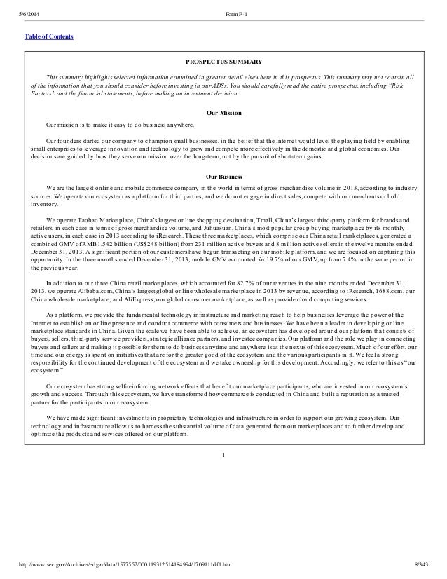 Alibaba ipo prospectus download