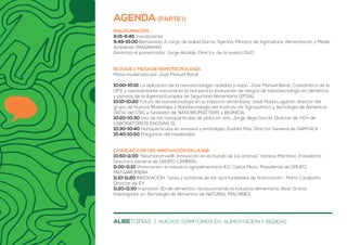 alIBeTOPÍAS | Nuevos territorios en Alimentación y BEDIDAS
Agenda (parte I)
INAUGURACIÓN
9:15-9:45 Inscripciones
9:45-10:0...