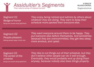 Segmentation
A SENSE OF
RELAXED CONTROL
 