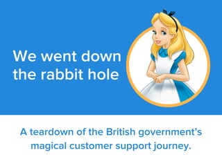 A teardown of the British government’s
magical customer support journey.
We went down
the rabbit hole
 