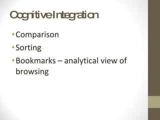 Cognitive Integration Comparison Sorting Bookmarks – analytical view of browsing 