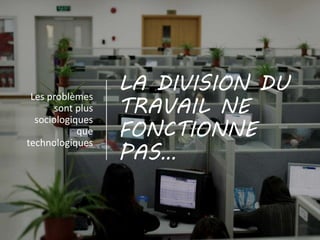 LA DIVISION DU
TRAVAIL NE
FONCTIONNE
PAS…
Les problèmes
sont plus
sociologiques
que
technologiques
 