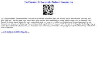 Alice Walker Everyday Use Analysis | PPT