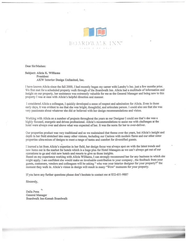 sample letter of recomendations