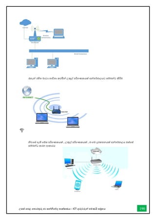 උසස් තපළ තතොරතුරු හො සන්නිතේද තොක්ෂණය - ICT ගුරුවරුන්න පමණයි සමූහය 190
රැහැන්න රහිත මොධය භොවිතො කරමින්න උකුල් පරිගණකයක් අන්නතර්ජොලයට සම්බන්නධ කිරීම
ිවතස් ඇති තම්ස පරිගණකයක් , උකුල් පරිගණකයක් , ජංගම දුරකතනයක් අන්නතර්ජොලය ඔස්තස්
සම්බන්නධ කරන ආකොරය
 