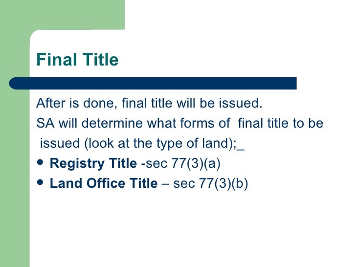 Pdf Land Registration Of Titles At Stake West And East Malaysia Compared