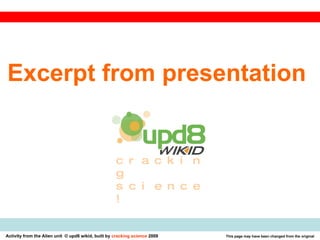 Excerpt from presentation  cracking science! 