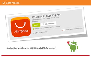 Applica@on	
  Mobile	
  avec	
  100M	
  Installs	
  (M-­‐Commerce)	
  	
  
M-­‐Commerce	
  
 