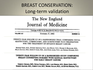 BREAST CONSERVATION:
Long-term validation
 