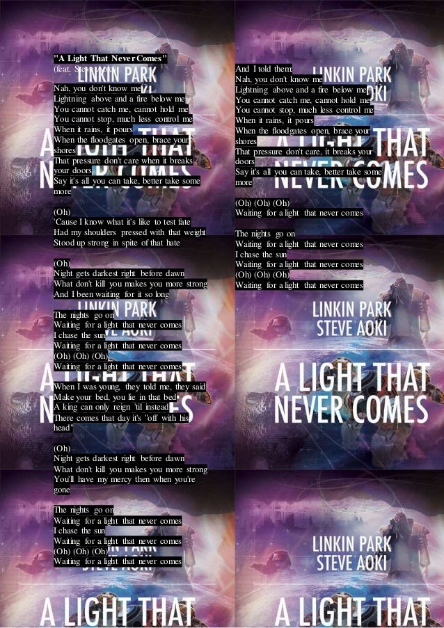 A Light That Never Comes Lyrics A Light That Never Comes Lyrics