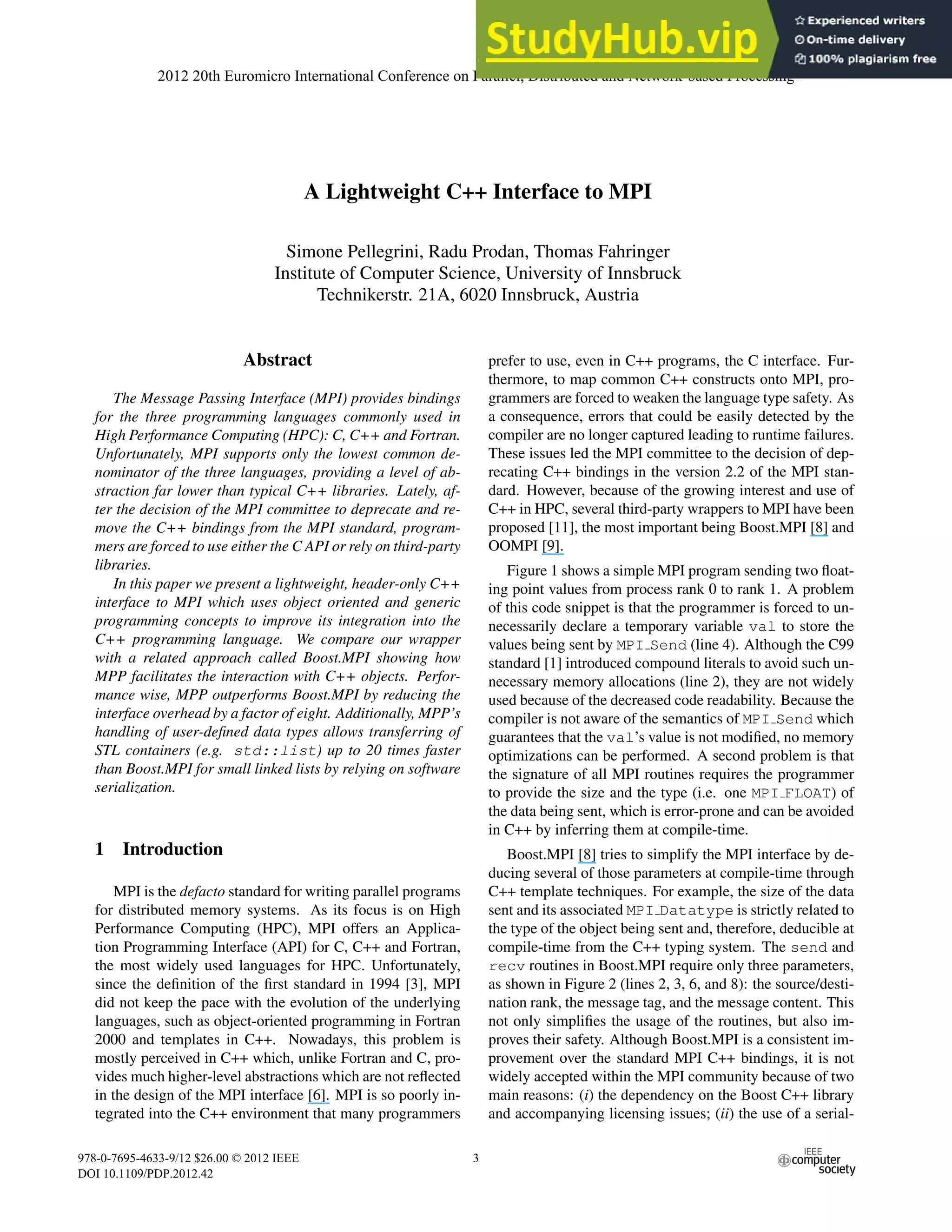 A Lightweight C Interface To MPI | PDF