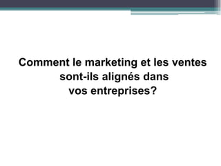 Comment le marketing et les ventes
sont-ils alignés dans
vos entreprises?

 