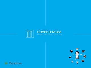 17
COMPETENCIES
What skills, and knowledge do we have to have?
$
 