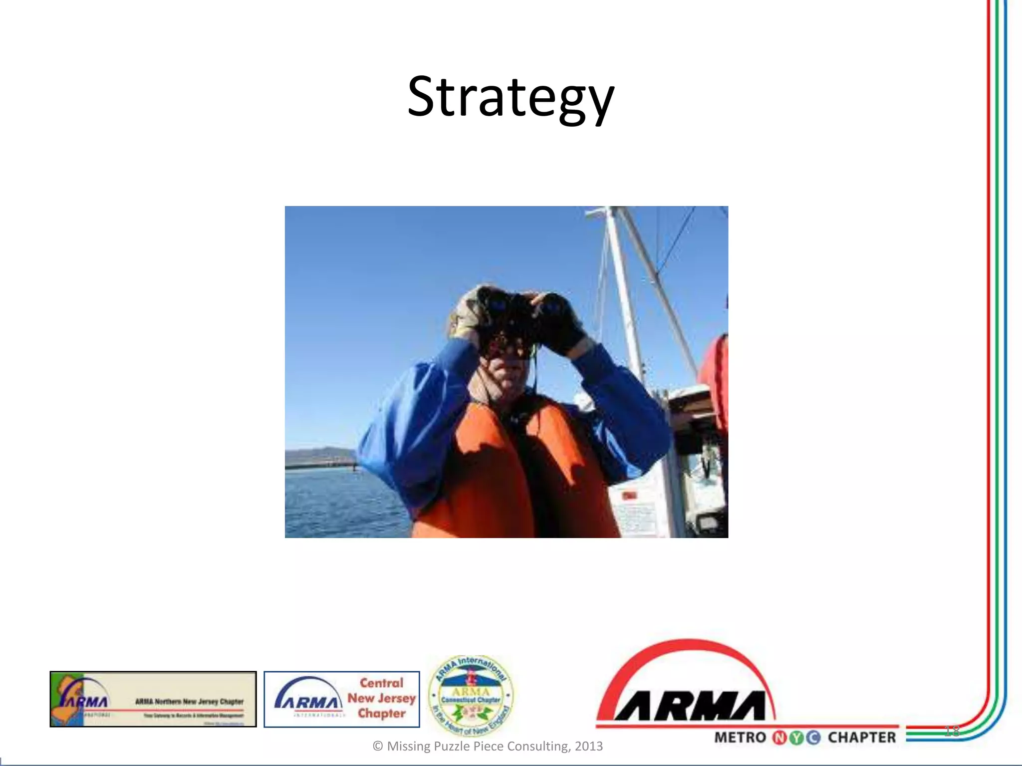 Strategy




                                          18
© Missing Puzzle Piece Consulting, 2013
 