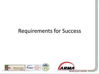 Requirements for Success




© Missing Puzzle Piece Consulting, 2013           17
 