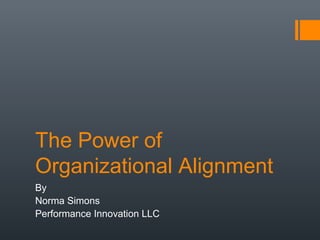 The Power of 
Organizational Alignment 
By 
Norma Simons 
Performance Innovation LLC 
 