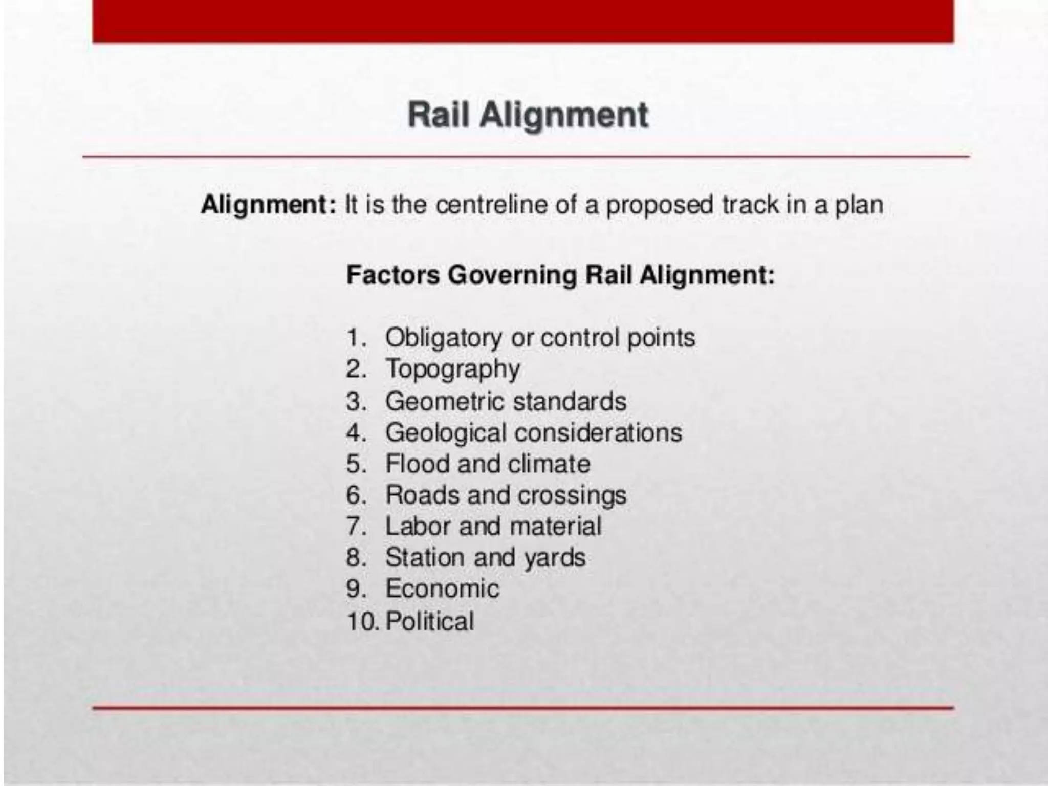 Selection of Alignment & importance of track drainage | PPT