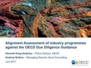 Alignment Assessment of industry programmes
against the OECD Due Diligence Guidance
Hannah Koep-Andrieu – Policy Advisor, OECD
Andrew Britton – Managing Director, Kumi Consulting
June 2017
 