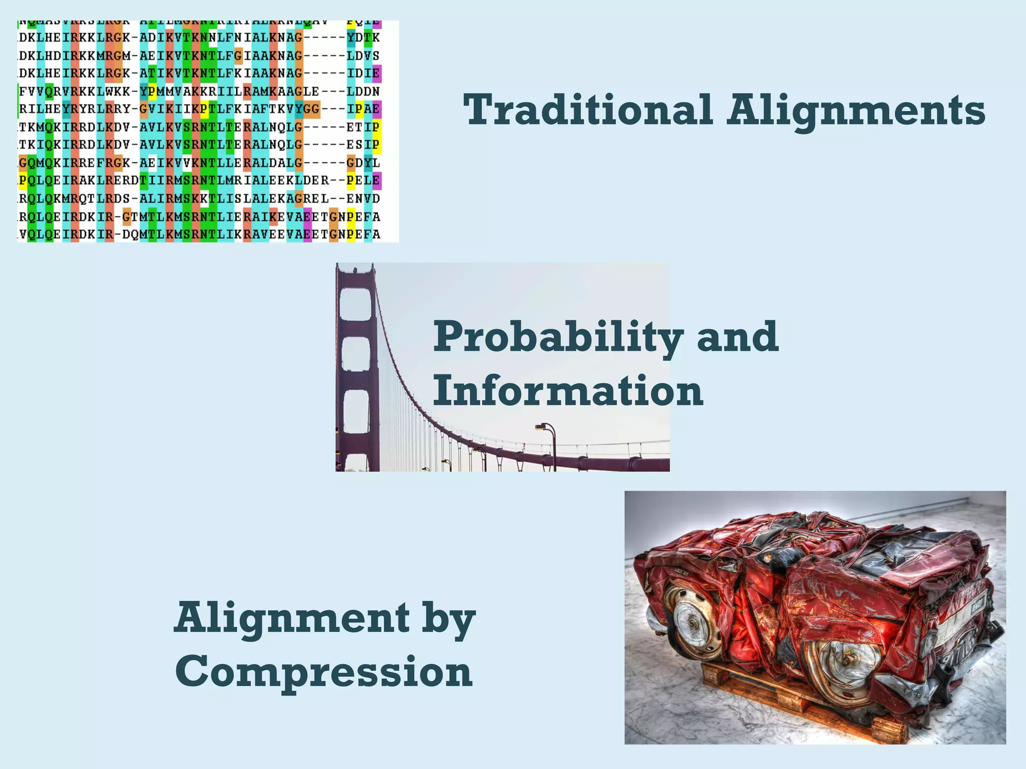 Traditional Alignments



          Probability and
          Information



Alignment by
Compression
 