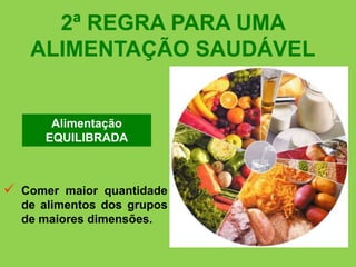 Esses alimentos são responsáveis pelo fornecimento da energia para o nosso organismo e por isso devem ser consumidos em maior quantidade. O ideal é consumir cerca de 6 a 11 porções por dia.Grupo dos CEREAIS E DERIVADOS