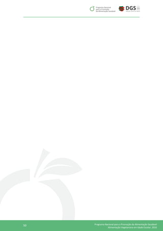50 Programa Nacional para a Promoção da Alimentação Saudável
Alimentação Vegetariana em Idade Escolar, 2016
 